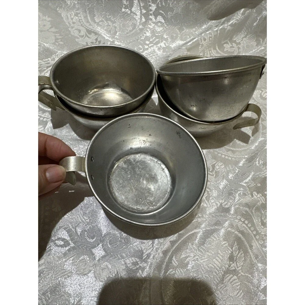 Vintage Aluminum Camping Cups Set 5